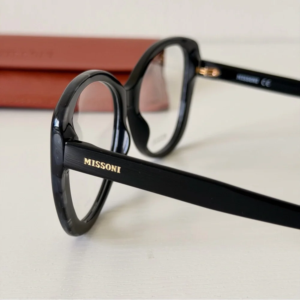 New! Missoni MIS0093/N 33Z Black Oversized Glasses with Chain Authentic